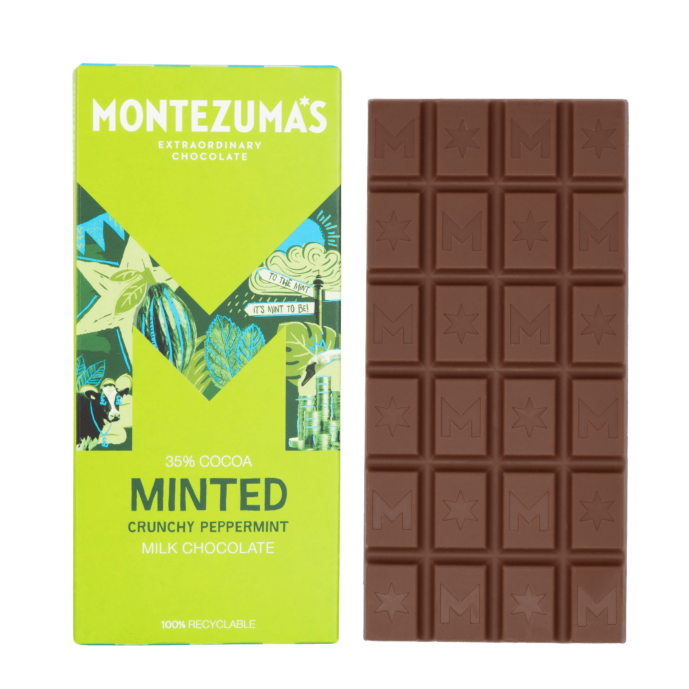 Montezuma's Milk Chocolate with Mint - Crunchy Peppermint 90g available at The Prickly Pineapple