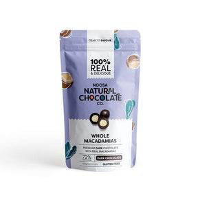 Noosa Natural Chocolate Co. Macadamia nuts coated in Dark Chocolate 100g available at The Prickly Pineapple