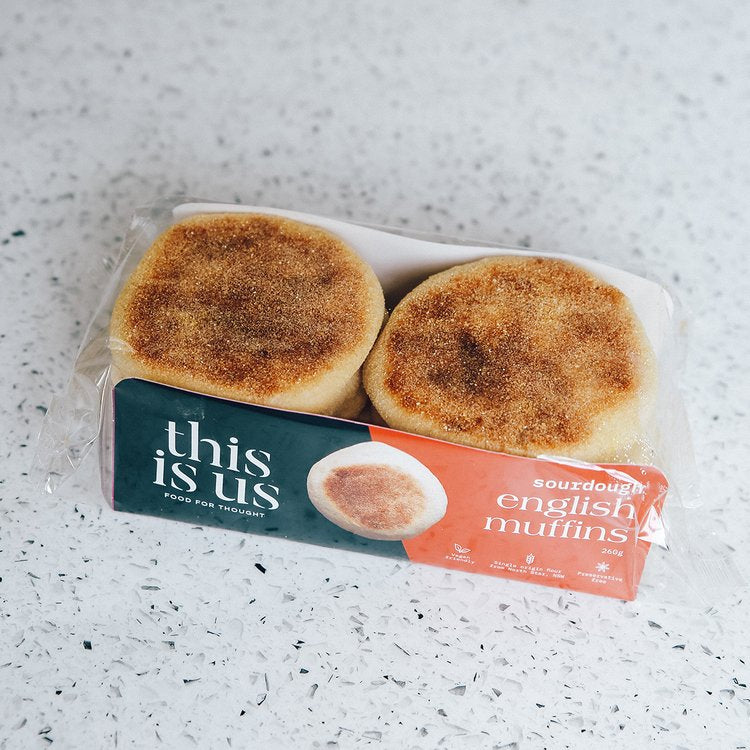 this is us Sourdough English Muffins (4 Pack) 260g available at The Prickly Pineapple