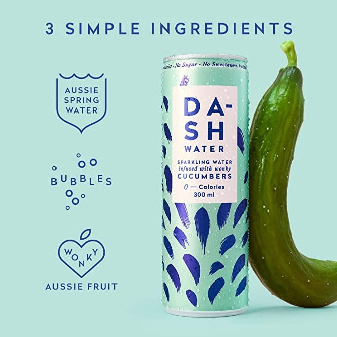 Dash Water Sparkling Water infused with Wonky Fruit Drink Cucumbers 300ml available at The Prickly Pineapple