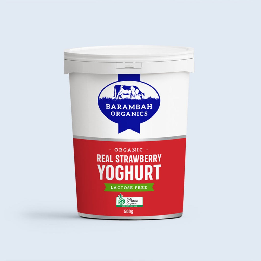 Barambah Organics Real Strawberry Lactose Free Yoghurt available at The Prickly Pineapple
