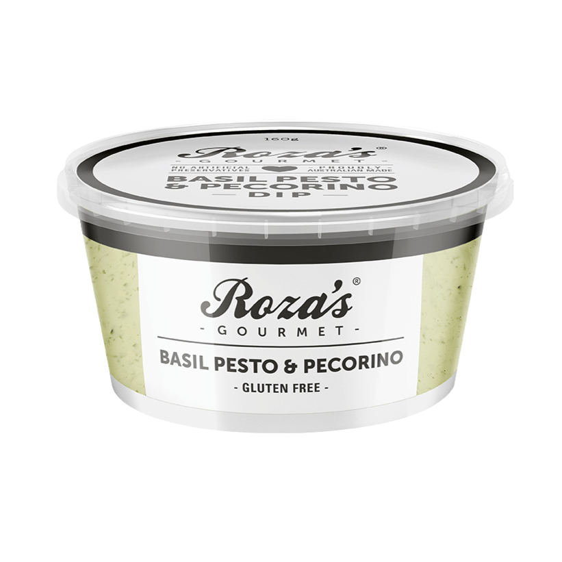 Roza's Basil Pesto & Pecorino Dip 160g available at The Prickly Pineapple