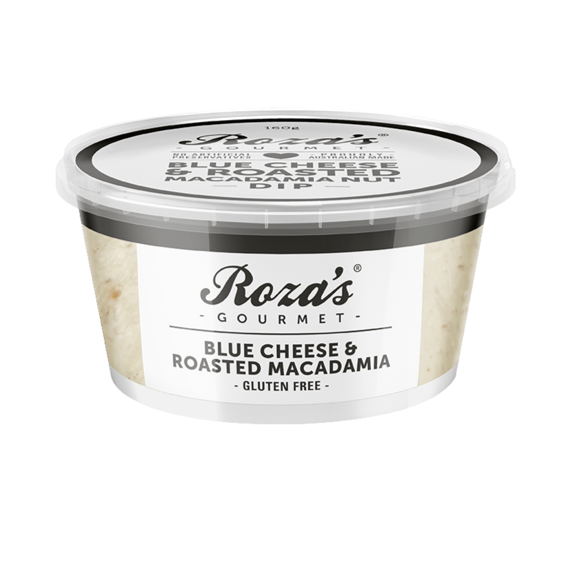 Roza's Blue Cheese & Roasted Macadamia Dip 160g available at The Prickly Pineapple