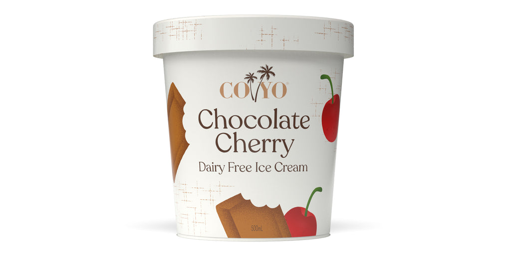 Coyo Organic Dairy Free Icecream Chocolate Cherry 500ml available at The Prickly Pineapple