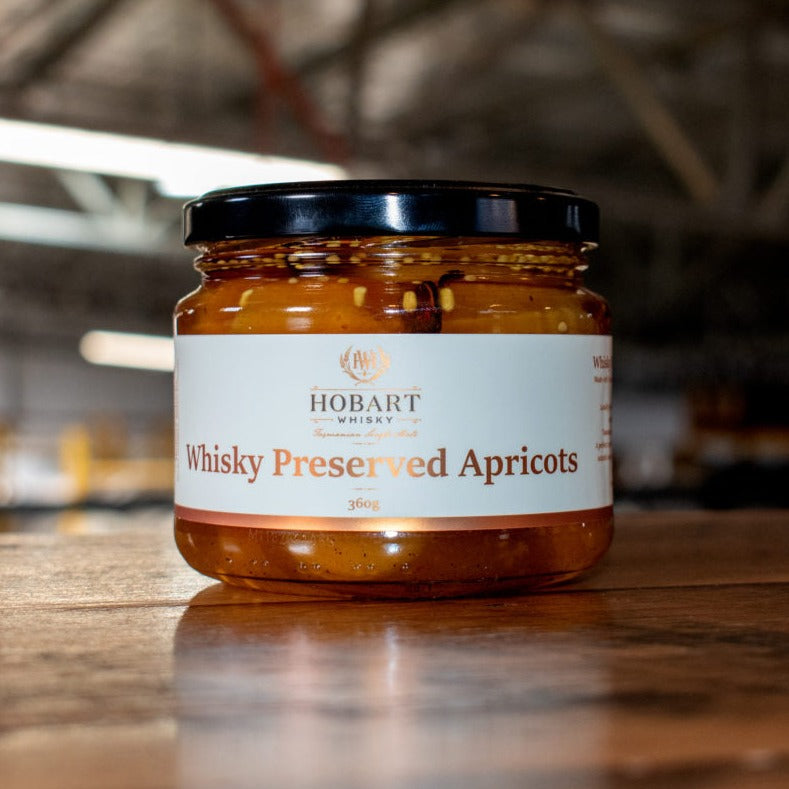 Hobart Whiskey Whiskey Preserved Apricots 360g available at The Prickly Pineapple
