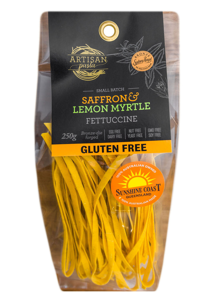 artisan pasta foods of noosa gluten free saffron and lemon myrtle fettuccine available at the prickly pineapple