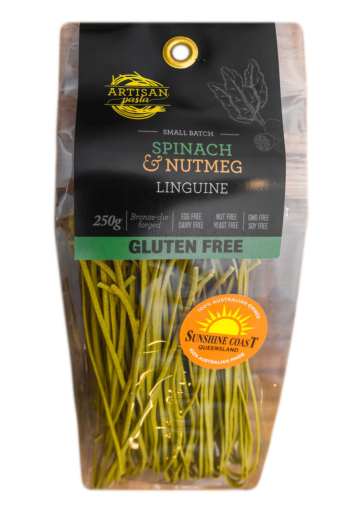 artisan pasta foods of noosa gluten free spinach and nutmeg linguine available at the prickly pineapple