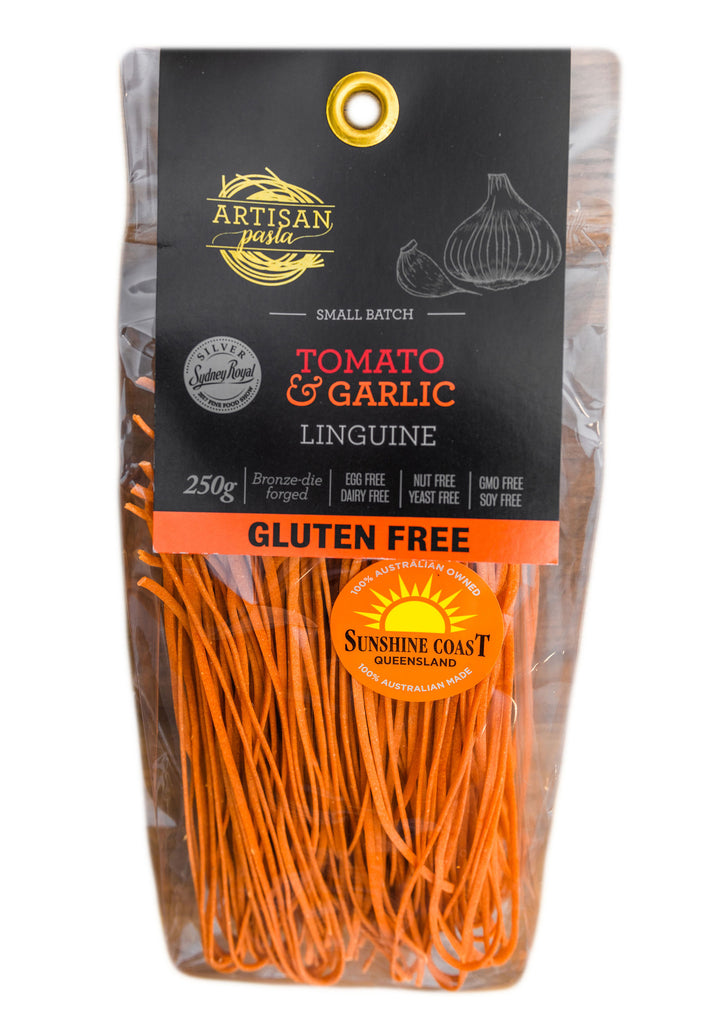Artisan Pasta tomato garlic linguine gluten free available at The Prickly Pineapple
