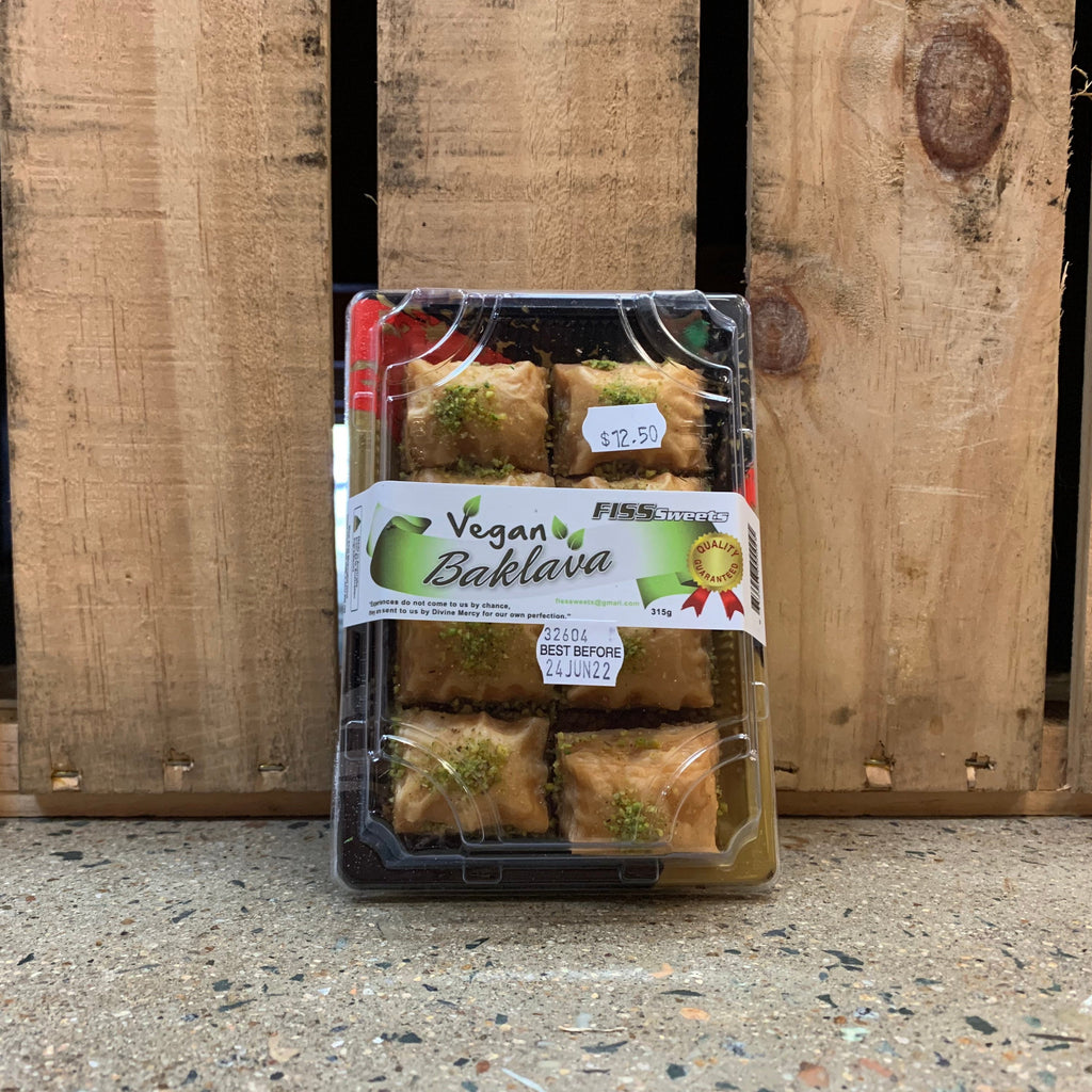 Fiss Sweets Baklava Vegan 315g available at The Prickly Pineapple