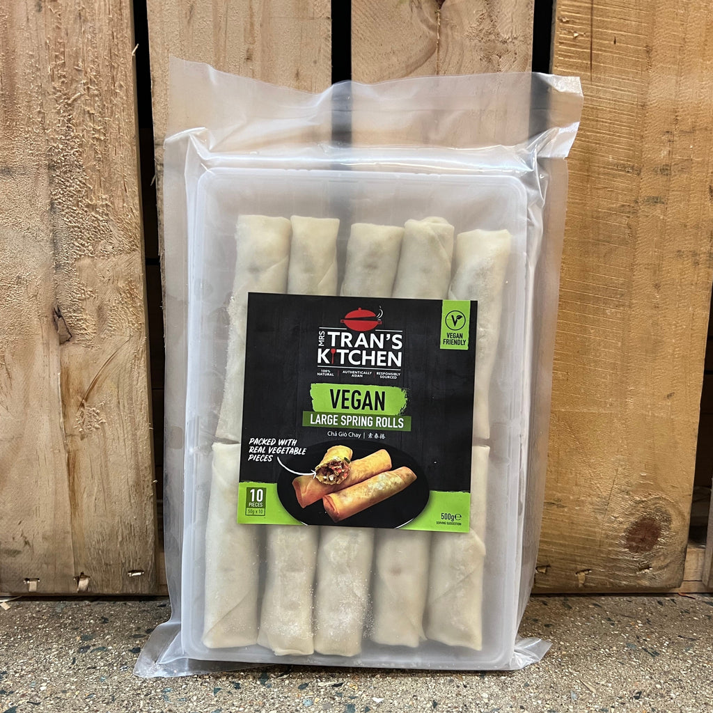 Mrs Trans Kitchen Vegan Large Spring Rolls 500g available at The Prickly Pineapple