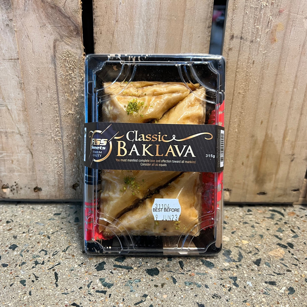 Fiss Sweets Classic Baklava 315g available at The Prickly Pineapple