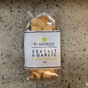 in season seasalt and garlic crisp breads