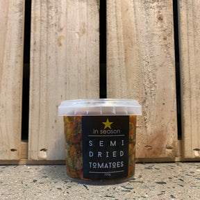 in season semi dried tomatoes 350g available at The Prickly Pineapple