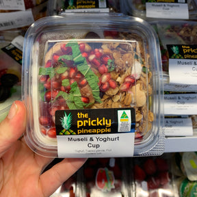 Museli and Yoghurt cup available at The Prickly Pineapple