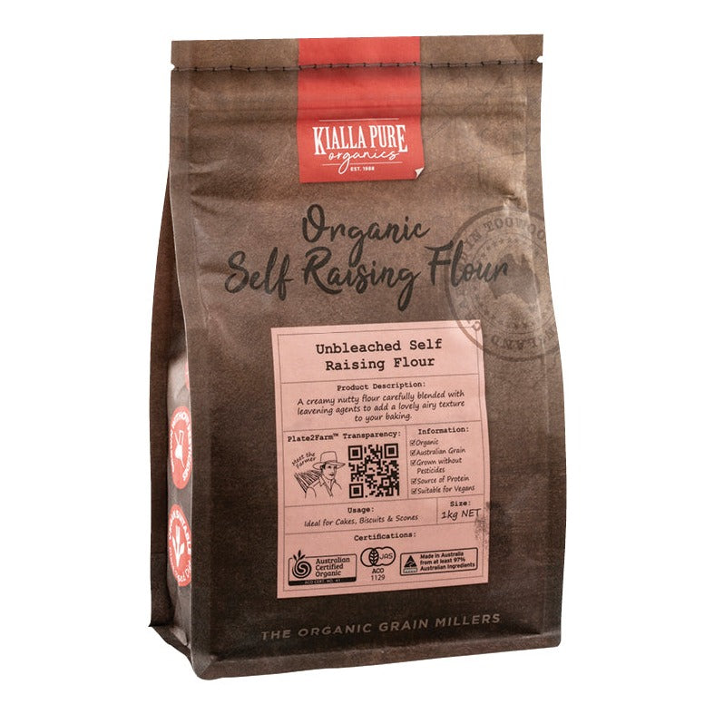 Kialla organic unbleached self raising flour available at The Prickly Pineapple