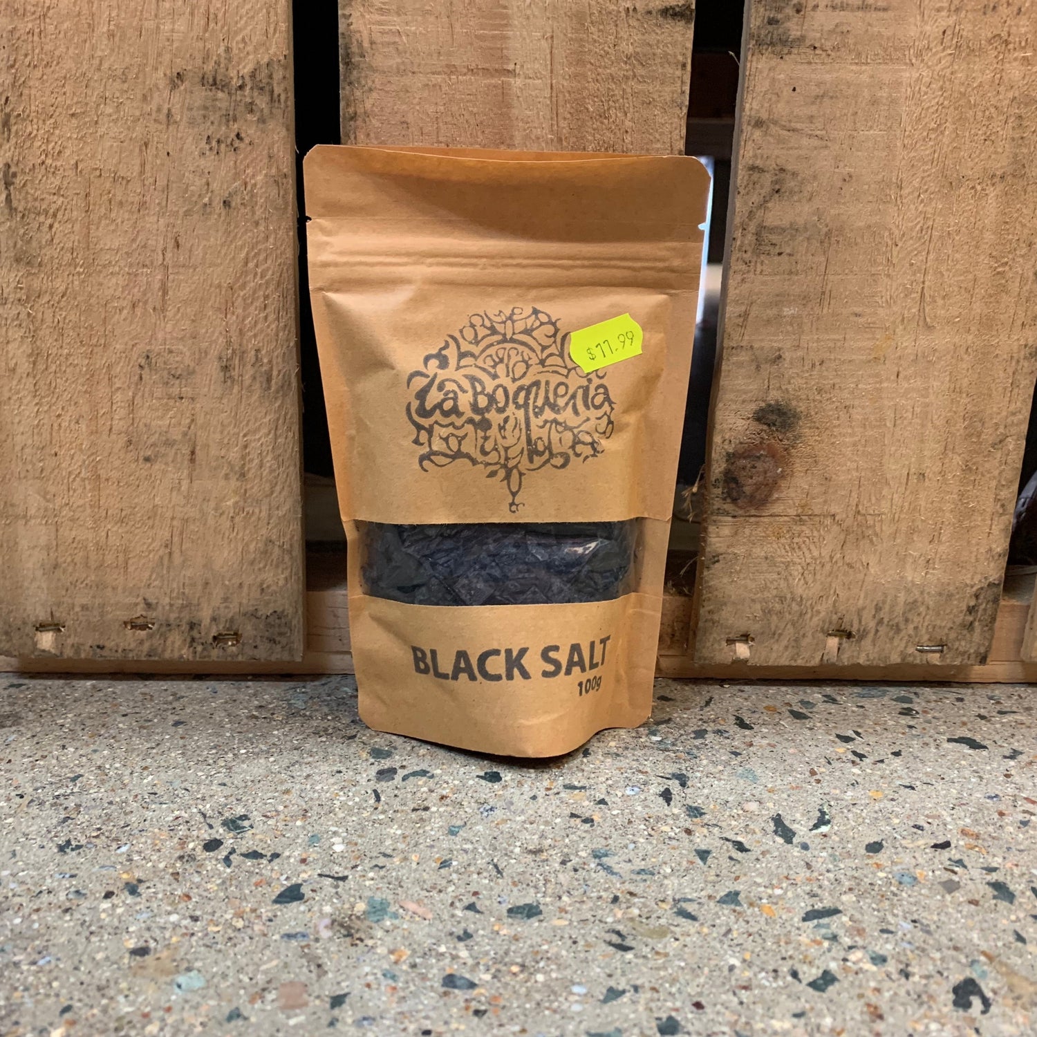 La Boqueria Black Salt 100g available at The Prickly Pineapple