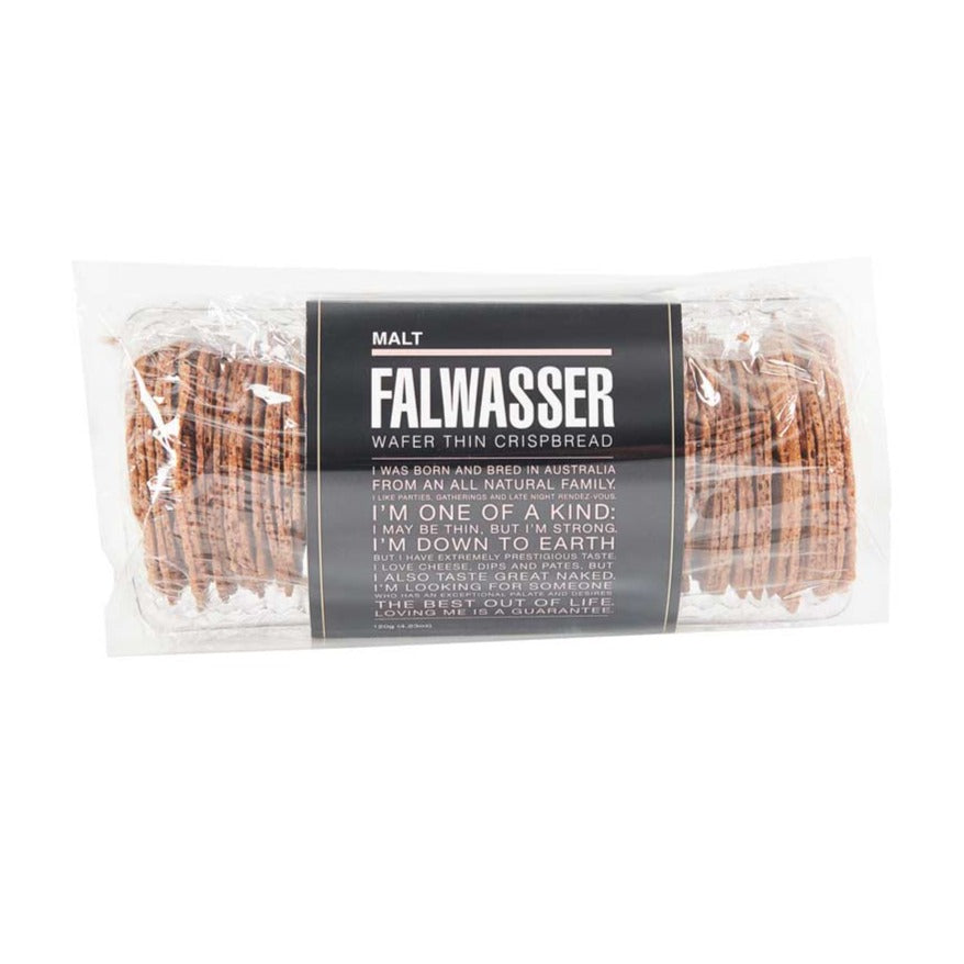 Falwasser Wafer Thin Crispbread Malt 120g available at The Prickly Pineapple
