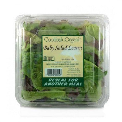 Organic Baby Salad Leaves 120g punnet available at The Prickly Pineapple