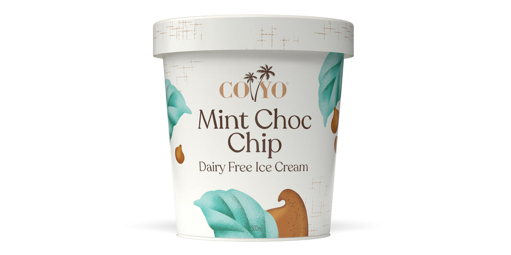 Coyo Organic Dairy Free Icecream Mint Choc Chip 500ml available at The Prickly Pineapple