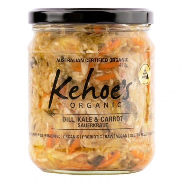 Kehoes Organic Dill, Kale & Carrot Sauerkraut 410g available at The Prickly Pineapple