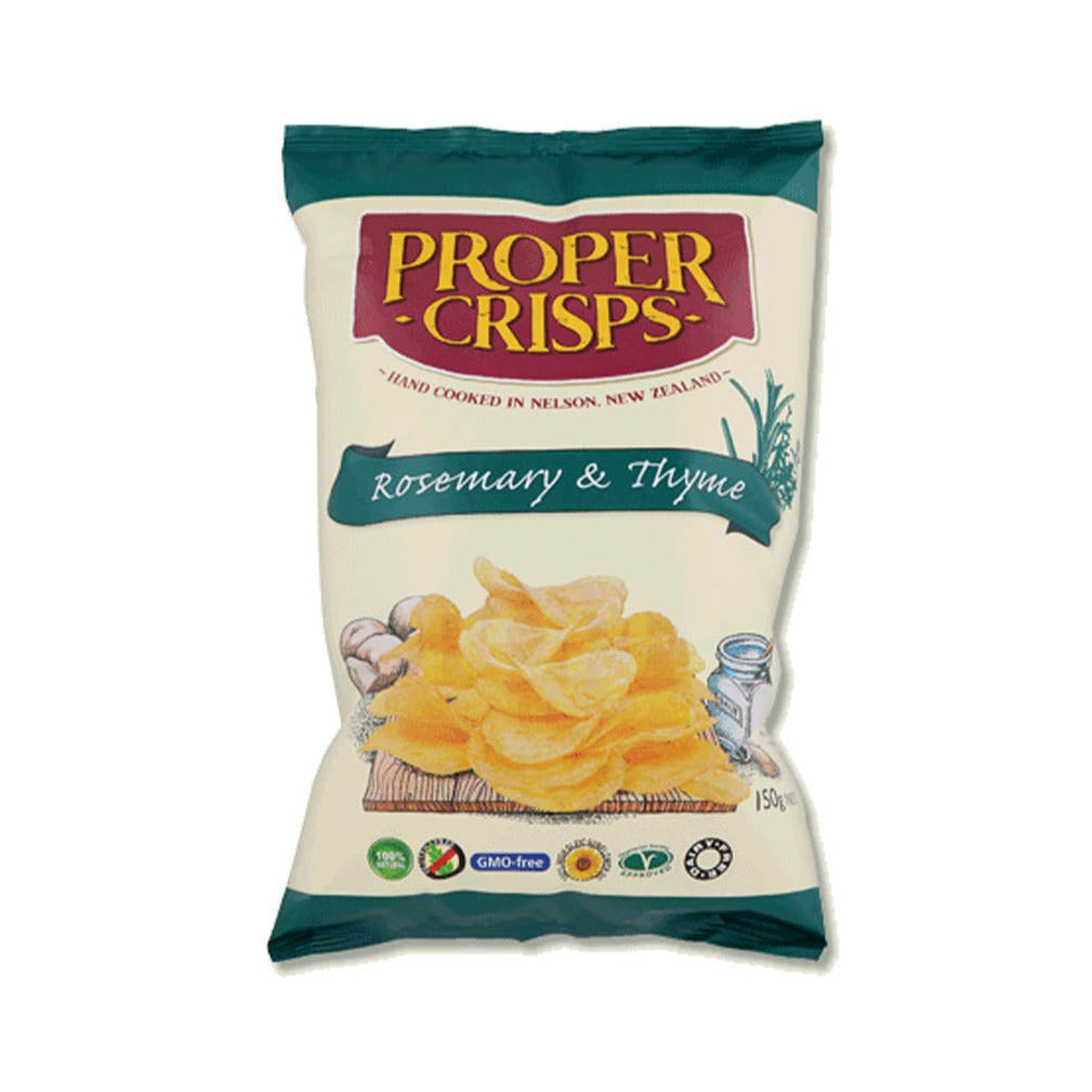 Proper Crisps Rosemary & Thyme 150g available at The Prickly Pineapple