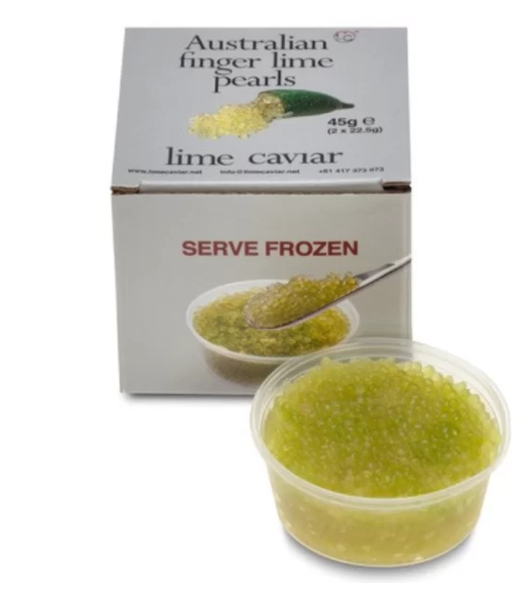Australian finger lime caviar seedless chartreuse pearls available at The Prickly Pineapple