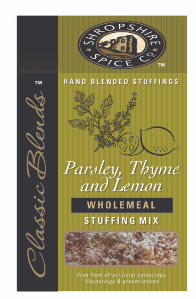 Shropshire Spice Co Parsley Thyme and lemon wholemeal stuffing mix available at The Prickly Pineapple