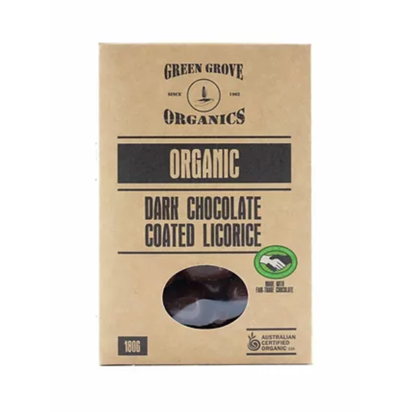 Green Grove Organics Dark Chocolate Coated Licorice available at The Prickly Pineapple