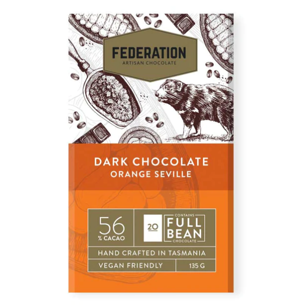 Federation Artisan Chocolate Orange Seville Dark Chocolate 135g available at The Prickly Pineapple