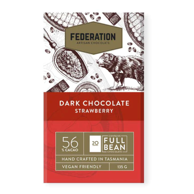 Federation Artisan Chocolate Strawberry in Rich Dark Chocolate 135g available at The Prickly Pineapple