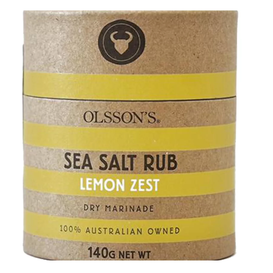 Olsson's Lemon Zest Salt Rub 140g available at The Prickly Pineapple