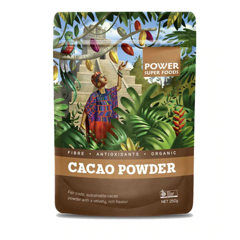 Power Super Foods Cacao Powder 250g available at The Prickly Pineapple