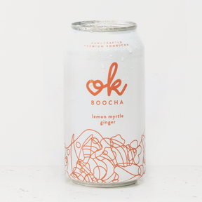 OK Boocha Lemon Myrtle Ginger 375ml Hancrafted kombucha available at The Prickly Pineapple