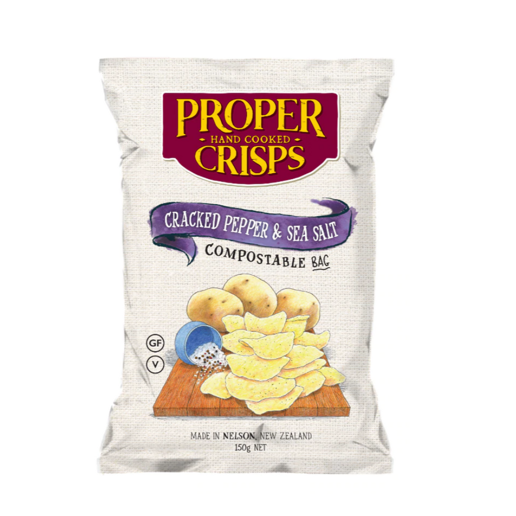 Proper Crisps Cracked Pepper & Sea Salt 140g available at The Prickly Pineapple 