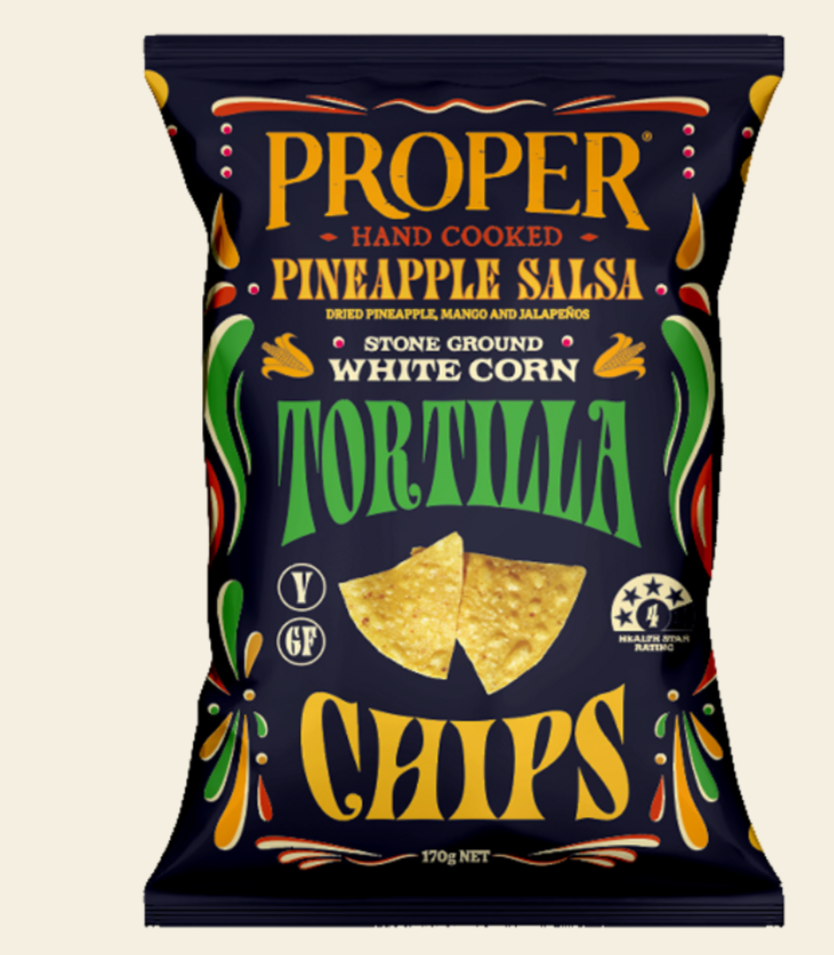 Proper Crisps Tortilla Chips Pineapple Salsa 170g available at The Prickly Pineapple