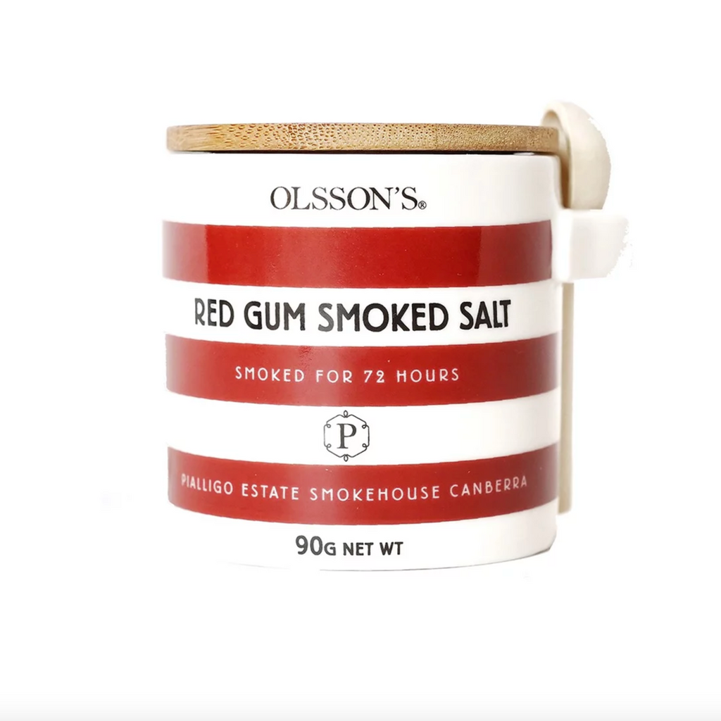 Olsson's Red Gum Smoked Salt jar 90g available at The Prickly Pineapple