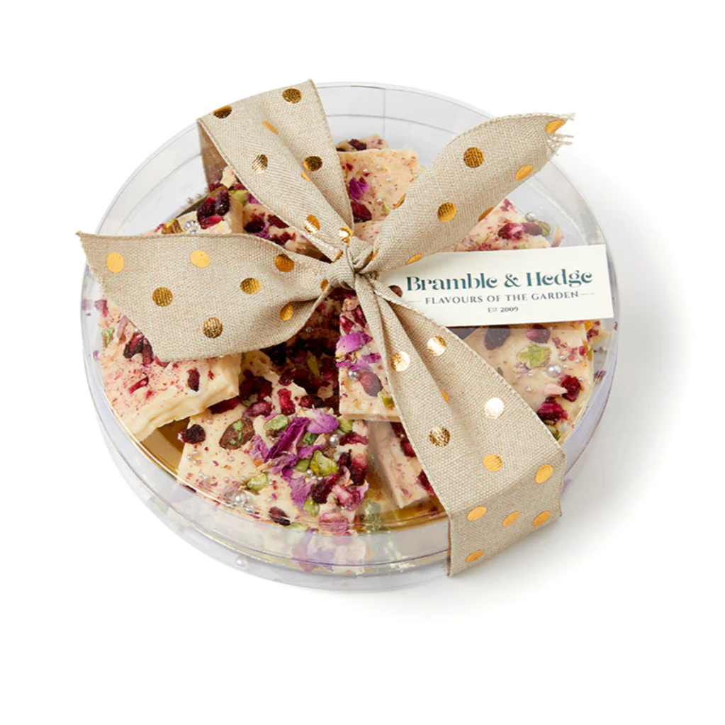 Bramble & Hedge Pomegranate, Orange & Pistachio Chocolate Tiles 150g available at The Prickly Pineapple