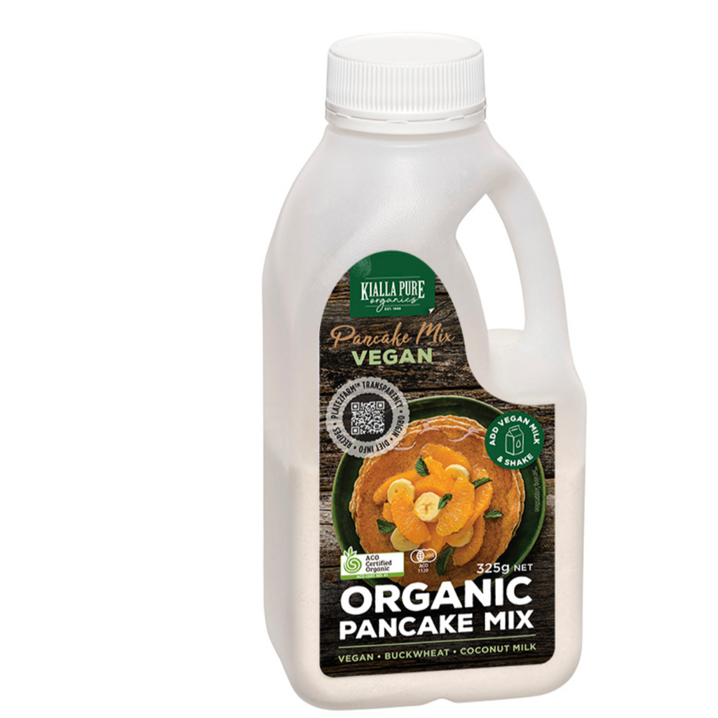 Kialla Pure Organics Vegan Pancake Mix Vanilla 325g available at The Prickly Pineapple
