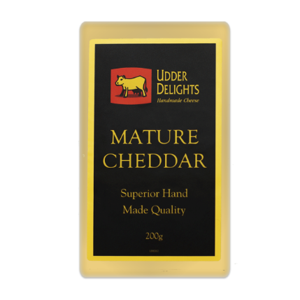 Udder Delights Adelaide Hills Mature Cheddar 200g available at The Prickly Pineapple