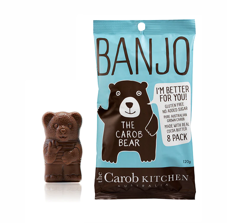 Banjo The Carob Bear Varieties 8 pack Original carob available at The Prickly Pineapple