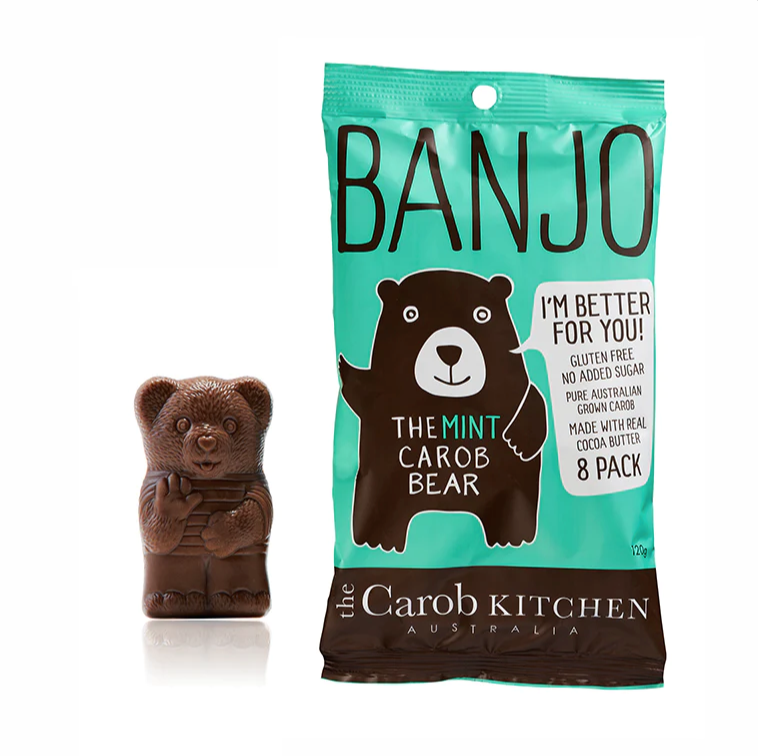 Banjo The Carob Bear Varieties 8 pack mint flavour available at The Prickly Pineapple