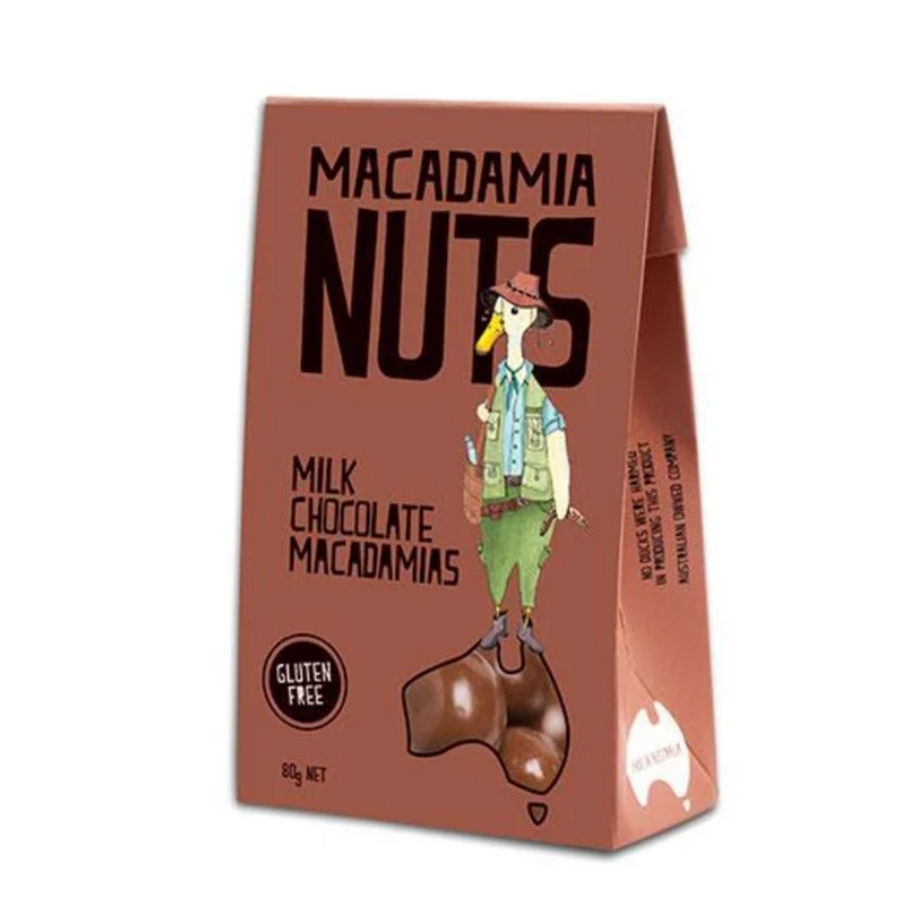 Duck Creek Coated Macadamia Milk Chocolate Gluten Free 80g available at The Prickly Pineapple
