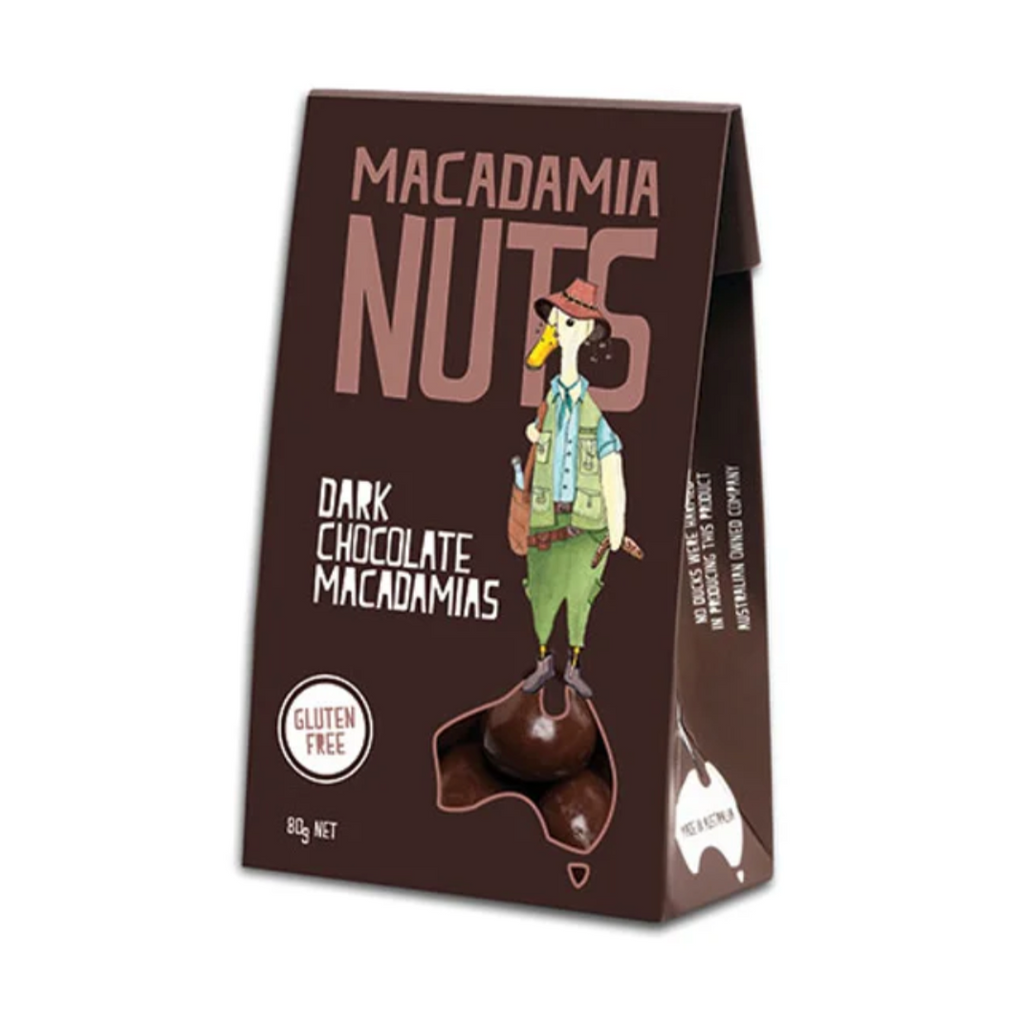 Duck Creek Coated Macadamia Dark Chocolate Gluten Free 80g available at The Prickly Pineapple
