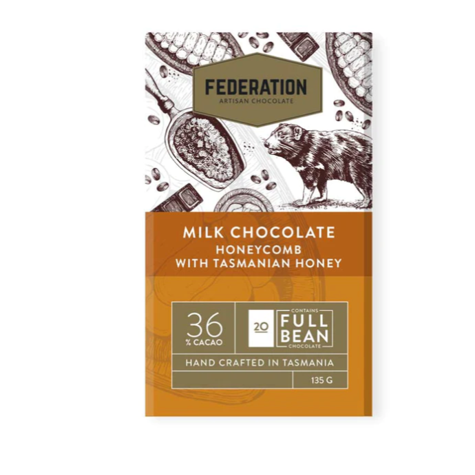 Federation Artisan Honeycomb Milk Chocolate 135g available at The Prickly Pineapple