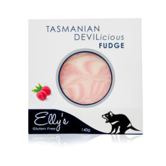 Elly's Gluten Free Tasmanian Devilicious Fudge Varieties 140g raspberry and white chocolate available at The Prickly Pineapple