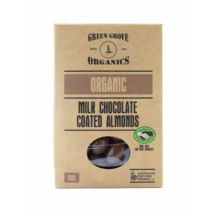 Junee Organic Milk Chocolate Coated Almonds 180g available at The Prickly Pineapple