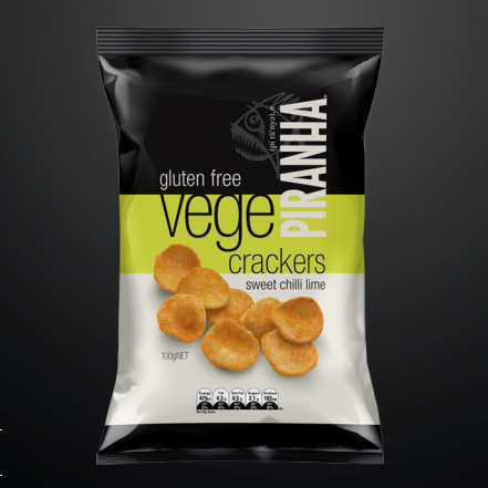 Piranha Vege Crackers Range 100g sweet chilli lime available at The Prickly Pineapple