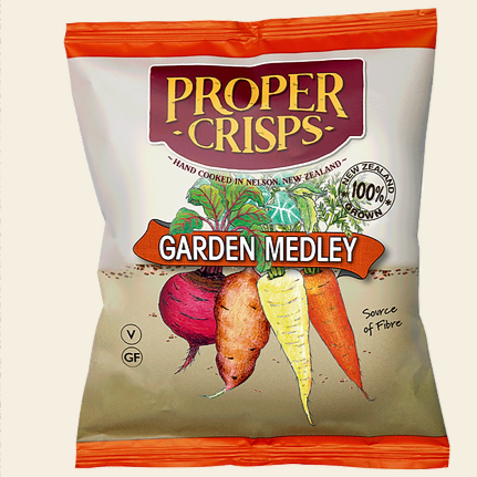 Proper Crisps Garden Medley Classic Vegetable Range 100g available at The Prickly Pineapple