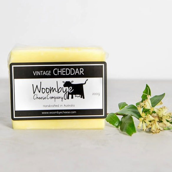 Woombye Cheese Company Vintage Cheddar 200g available at The Prickly Pineapple