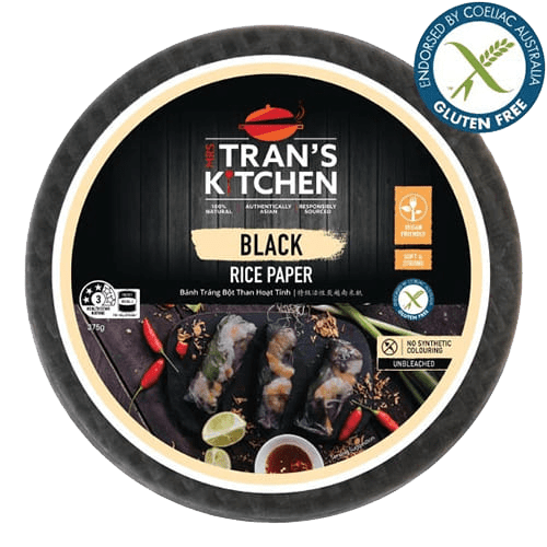 mrs trans kitchen gluten free black rice paper available at The Prickly Pineapple